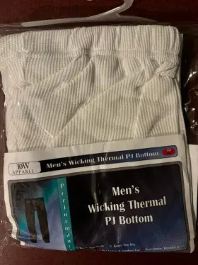 10w Apparel 766500991186 Mens Wicking Thermal Pj Bottom - White Xlarge