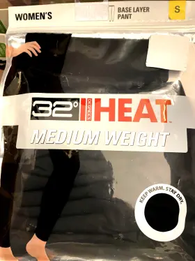 32 Degree Weatherproof 645618000358 Degrees Heat Medium Weight Base Layer Pant Black Size Small New