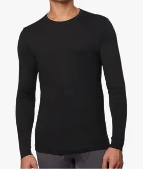 32 Degrees 097987599337 Heat Men S Long Sleeve Crew Neck Base Layer Tee Black Sz Small New