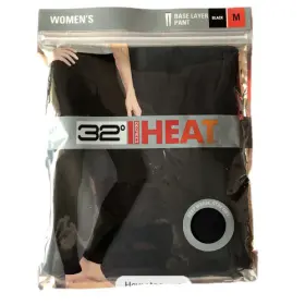 32 Degrees 097987599528 Womens Heat Pant Base Layer Black Medium 1 Pc Nwot