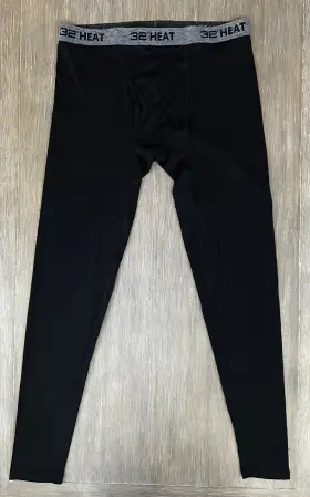 32 Degrees 097987599672 Mens Heat Performance Thermal Base Layer Pant Black