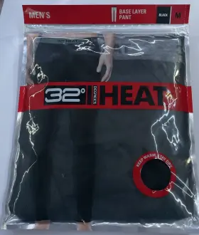 32 Degrees 097987599689 Heat Mens Base Layer Pant Stretch Quick Dry 1 Pack Black M Nwt