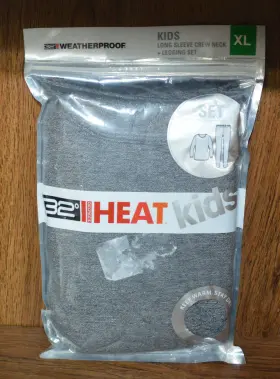 32 Degrees 097987684620 Heat By Weatherproof 2 Piece Fitted Base Layer Thermal Set Kids Xl