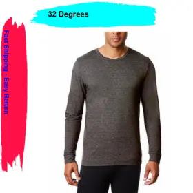 32 Degrees 097987713511 Heat Mens Long Sleeve Crew Neck Base Layer Shirt S