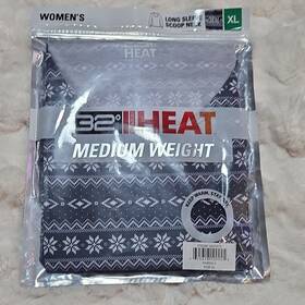 32 Degrees 1047675 Heat Womens Fairisle Thermal Base Layer Top Long Sleeve Xl Gray