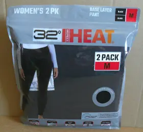 13007790 32 Degrees Womens 2pk Heat Base Layer Pants Size M Black New