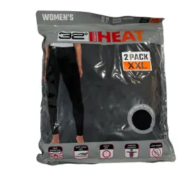 1437290 32 Degrees Womens Black Thermal Base Layer Pants 2-pack Xxl