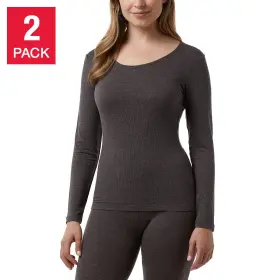 1839460 32 Degrees Womens Thermal Tops 2-pack Heat Insulated Long Sleeve Base Layer