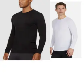32 Degrees 192166200384 Heat Mens Long Sleeve Base Layer Top 2pack Crewneck Black/white S Nwt