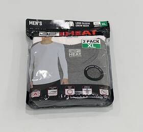 32 Degrees 192166200414 Heat Mens 2-pack Long Sleeve Crew Neck Tee White/charcoal Xl