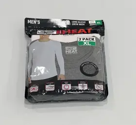 32 Degrees 192166200414 Heat Mens 2-pack Long Sleeve Crew Neck Tee White/charcoal Xl