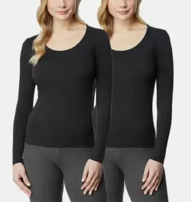 32 Degrees 192166216576 Ladiesft Heat Tee 2-pack Black Medium Nwt