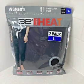 32 Degrees 192166221143 Heat Womens Base Layer Pants Leggings 2 Pack Black Large L New
