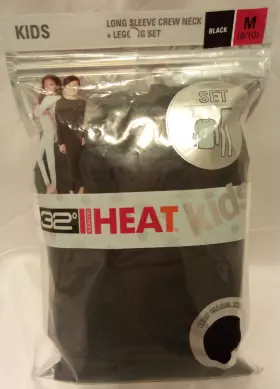 32 Degrees 192166347843 Heat Kids Long Sleeve Base Layer Legging Set - Medium 8 10 Black