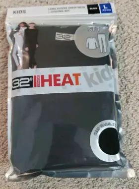 32 Degrees 192166347850 Heat Kids Long Sleeve Crew Neck And Legging Set Black Size Large 12/14
