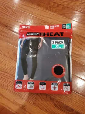 32 Degrees 192166817872 Heat Mens Stretch Quick-dry Soft Thermal Base Layer Pants 2 Pack Xl