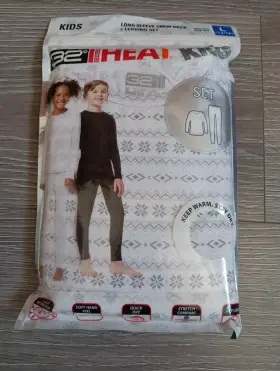 32 Degrees 192166829820 Heat Kids Long Sleeve Crew Neck Legging Set Base Lg 12/14