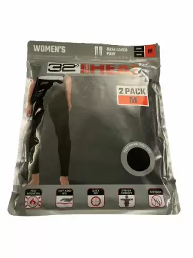 32 Degrees 195930186723 Heat Womens Base Layer Pant Long Johns 2pk Black Medium Keep Warm