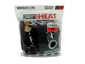 32 Degrees 195930186808 Heat Womens Black Long Sleeve Tops Size M Two Pack New