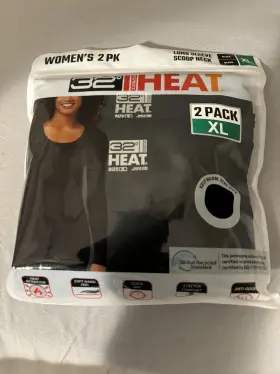 32 Degrees 195930186822 Heat Womens Long Sleeve Scoop Neck 2 Pack Size Xl Black Free Ship