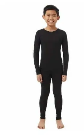 32 Degrees 195930191253 Kids Baselayer Top Pant Set Black Small
