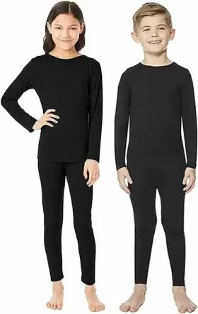 32 Degrees 195930191277 Heat Kids Long Sleeve Medium 8/10 Crew Neck And Legging Set Black New