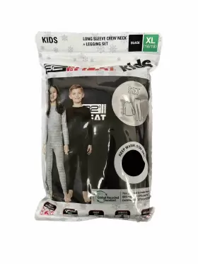 32 Degrees 195930191284 Heat Kids Long Sleeve Crew Neck And Legging Set Black Xl 2 Piece
