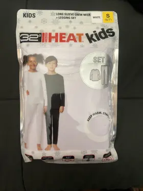 32 Degrees 195930249572 Heat Kid Long Sleeve Crew Neck Legging Set Base White S 6/7 Nwt