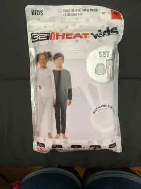 32 Degrees 195930249589 Heat Kid Long Sleeve Crew Neck Legging Set Base White M 8/10 Nwt