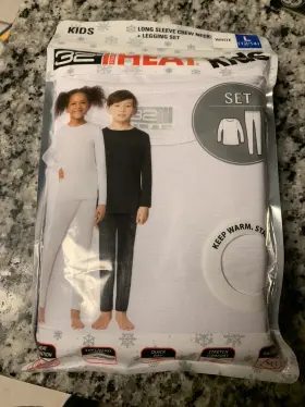 32 Degrees 195930249596 Heat Kids White Base Layer Top And Leggings Size Large 12-14 New