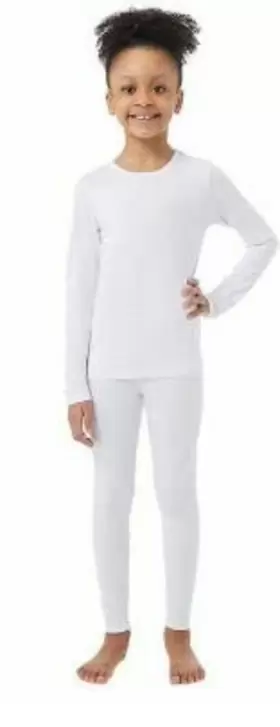 32 Degrees 195930249602 Kids Baselayer Top Pant Set White X-large