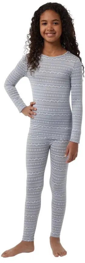 32 Degrees 195930403141 Heat Kids Baselayer Long Sleeve Crew Neck And Legging Set Grey Xl