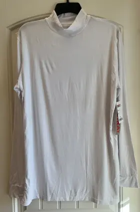 32 Degrees 195930588855 Heat Mens Size L Long Sleeve Mock Neck Base Layer Top White