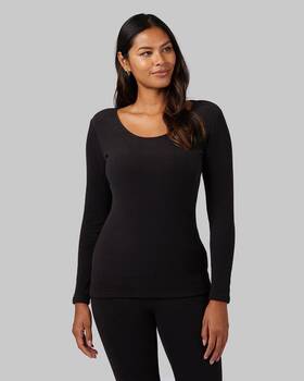32 Degrees 195930722112 Heat Ladies Fleece Lined Base Layer Long Sleeve Scoop Neck 2-pck M