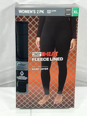 32 Degrees 195930722167 2 Pack Heat Fleece Lined Base Layer Pant Women Xl 16-18 Black New