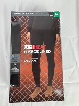 32 Degrees 195930722181 Heat Ladies Fleece Lined Base Layer Pant 2-pack Black Xl Nib