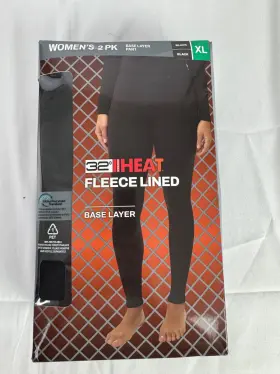 32 Degrees 195930722181 Heat Ladies Fleece Lined Base Layer Pant 2-pack Black Xl Nib