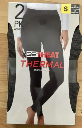 32 Degrees 198384034381 Womens Heat Thermal Baselayer Pant 2 Pk S Charcoal