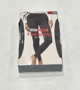 32 Degrees 198384034398 Heat Womens 2-pack Thermal Base Layer Pants Ht. Charcoal Size M
