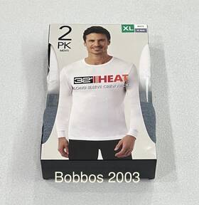 32 Degrees 198384096532 Heat Mens 2-pack Long Sleeve Crew Neck Tee White/ht. Blue Xl