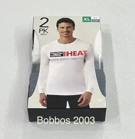 32 Degrees 198384096532 Heat Mens 2-pack Long Sleeve Crew Neck Tee White/ht. Blue Xl