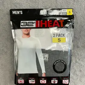 3c22650a-65a 32 Degrees New 2 Pack Mens S Long Sleeve Crew Neck Thermal Shirt White/ Gray
