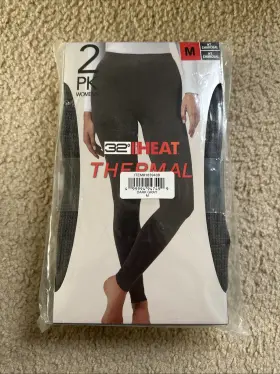 32 Degrees 499994947499 Heat Womens 2-pack Thermal Base Layer Pants Ht. Charcoal Size M