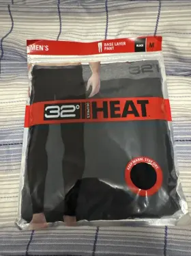 32 Degrees 645618000280 Men Black Acrylic Blend Base Layer Pant Size M