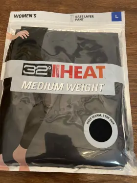 32 Degrees 645618109754 Heat Medium Weight Base Layer Pants Womens Large Black Nwt