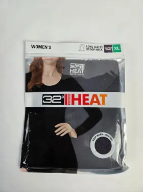 32 Degrees 645618109853 Heat Womens Long Sleeve Scoop Neck Top Heather Violet Xl New