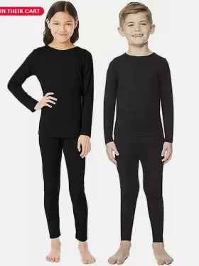 32 Degrees 645618113546 Heat Kids Long Sleeve Crew Neck And Legging Set Black Large Nwt