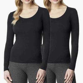 32 Degrees 9c92277c-79fa New Heat Womens L Thermal Long Sleeve Tops 2-pack Large Black