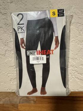 32 Degrees Item#1364226 Heat Base Layer Bottom Womens S Black Long Johns 2 Pack
