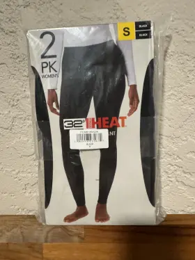 1364226 32 Degrees Item#1364226 Heat Base Layer Bottom Womens S Black Long Johns 2 Pack